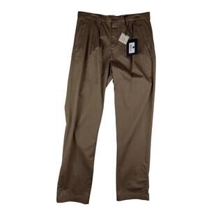 Ted Baker Talkin Pleated Herringbone Straight Trousers Brown Size 32 W | 32 L